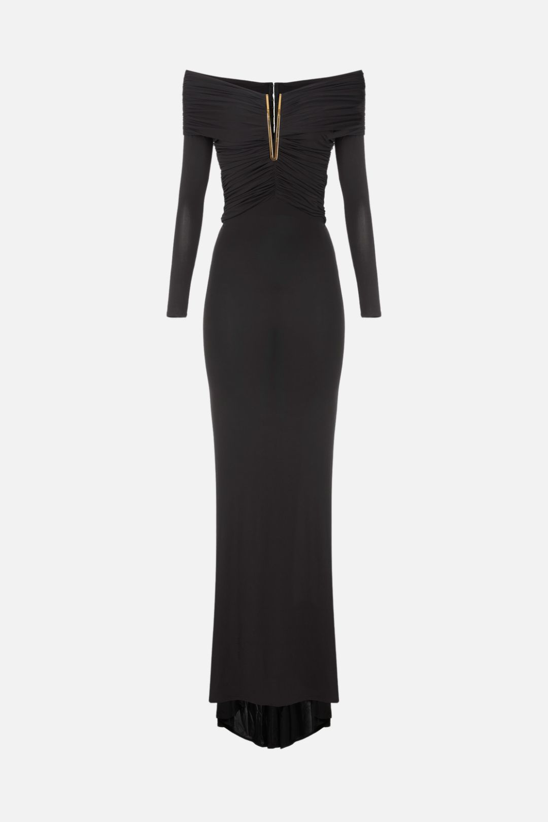 Elisabetta Franchi Abito Red Carpet Lungo con Frange ABR2667E2 NERO