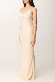 Elisabetta Franchi Abito Red Carpet Ricamato Full Paillettes ABR4952E2 BURRO