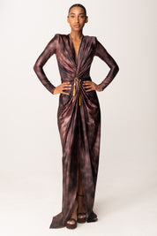 Elisabetta Franchi Abito Red Carpet Stampa Pitonata In Lycra ABR3557E2 MERLOT