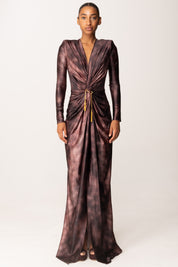 Elisabetta Franchi Abito Red Carpet Stampa Pitonata In Lycra ABR3557E2 MERLOT