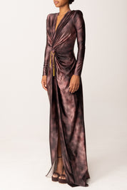 Elisabetta Franchi Abito Red Carpet Stampa Pitonata In Lycra ABR3557E2 MERLOT