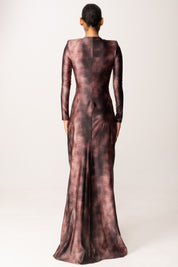 Elisabetta Franchi Abito Red Carpet Stampa Pitonata In Lycra ABR3557E2 MERLOT