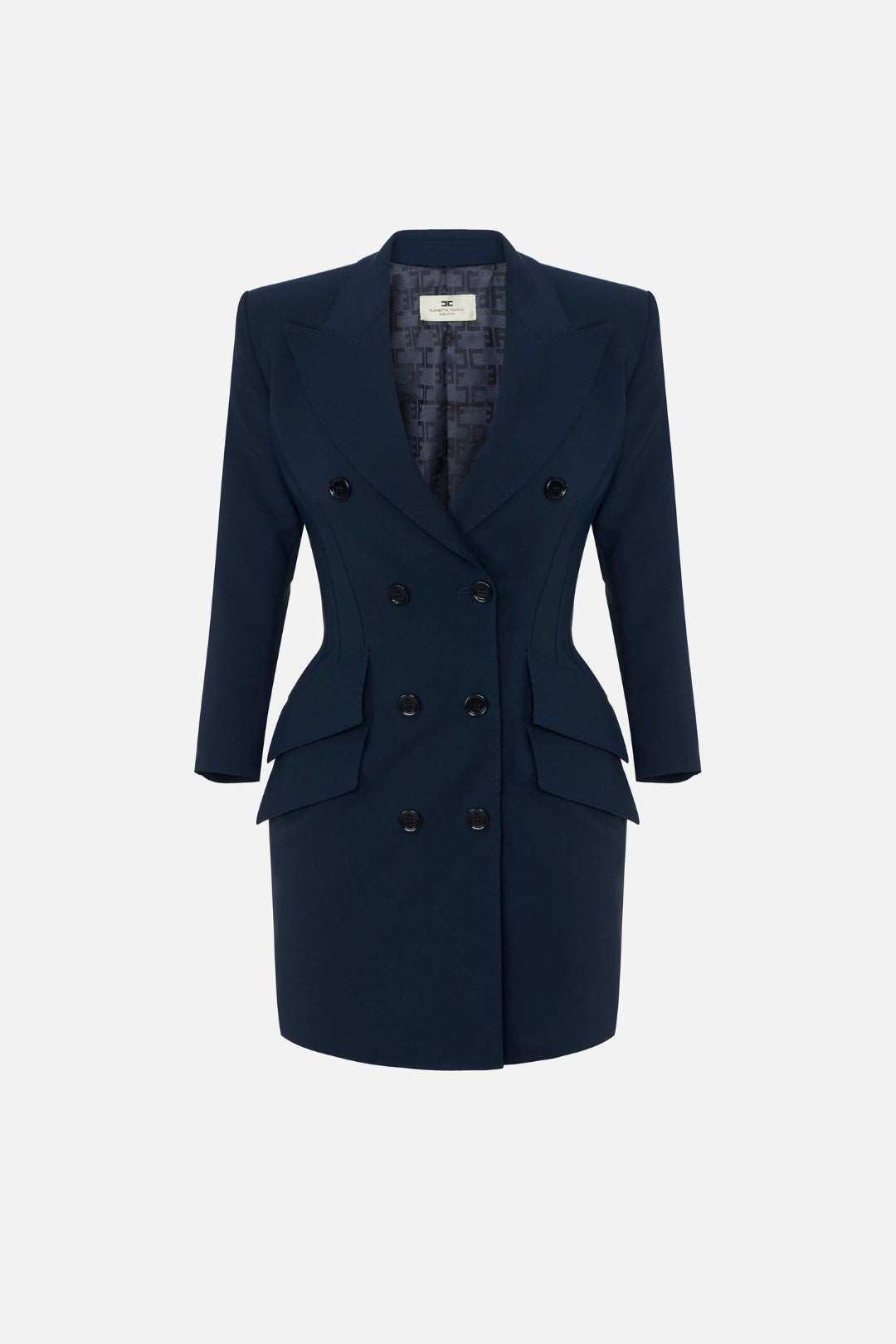 Elisabetta Franchi Abito Robemanteau In Crêpe Leggero Doppio Petto AB98066E2 BLU NOTTE