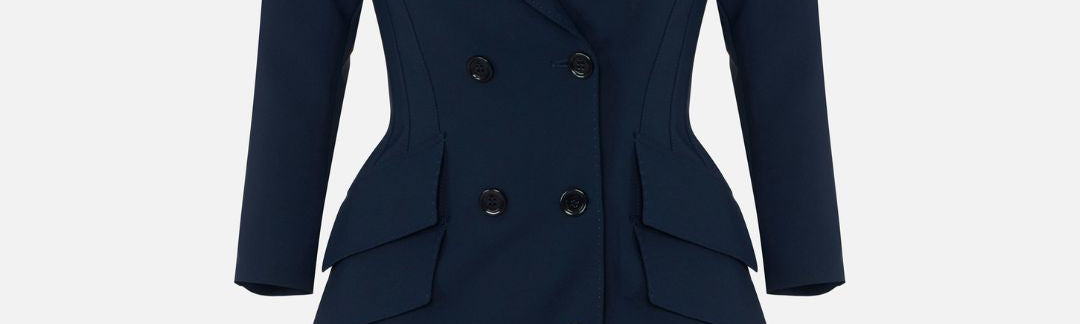 Elisabetta Franchi Abito Robemanteau In Crêpe Leggero Doppio Petto AB98066E2 BLU NOTTE
