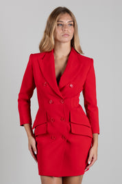 Elisabetta Franchi Abito Robemanteau In Crêpe Leggero Doppio Petto AB98066E2 RED PASSION