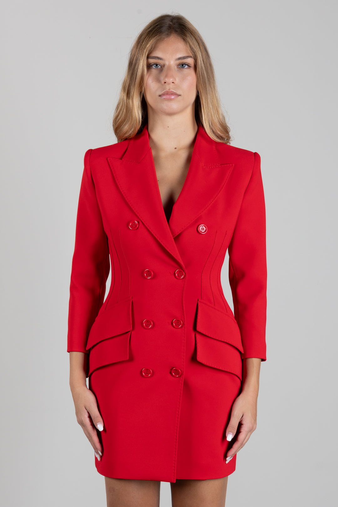 Elisabetta Franchi Abito Robemanteau In Crêpe Leggero Doppio Petto AB98066E2 RED PASSION