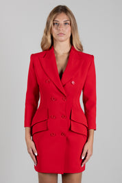 Elisabetta Franchi Abito Robemanteau In Crêpe Leggero Doppio Petto AB98066E2 RED PASSION