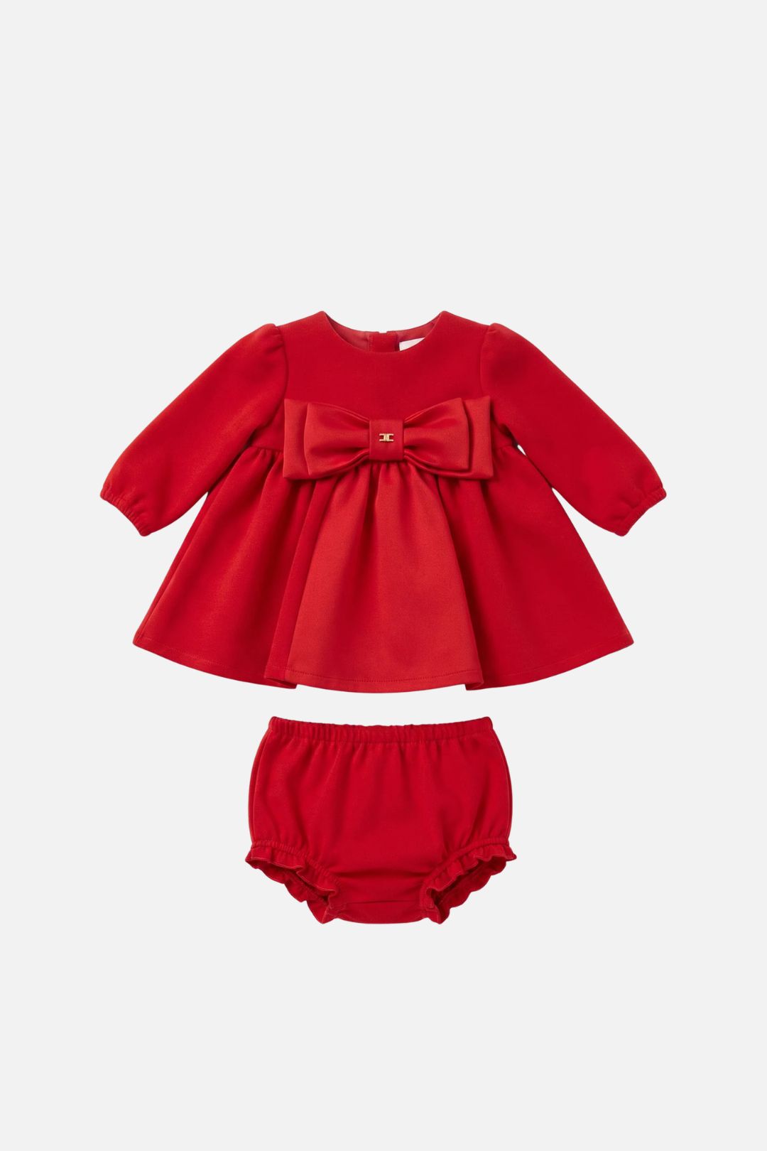 Elisabetta Franchi Bambina Abito Rosso con Maxi Fiocco e Culotte Coordinata ENAB0840FF002.3214