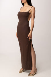 Khloe Femme Abito Schiena Scoperta con Arriccio Posteriore 5929 CACAO
