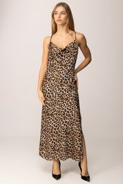 Khloe Femme Abito Sottoveste Animalier con Spacco ANIMALIER