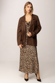 Khloe Femme Abito Sottoveste Animalier con Spacco ANIMALIER