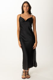 Khloe Femme Abito Sottoveste con Spacco NERO