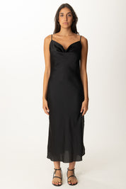 Khloe Femme Abito Sottoveste con Spacco NERO