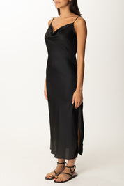 Khloe Femme Abito Sottoveste con Spacco NERO