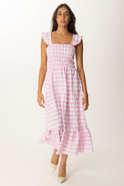 Khloe Femme Abito Stampa Righe con Balza ROSA