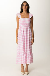 Khloe Femme Abito Stampa Righe con Balza ROSA