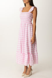 Khloe Femme Abito Stampa Righe con Balza ROSA