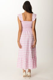 Khloe Femme Abito Stampa Righe con Balza ROSA