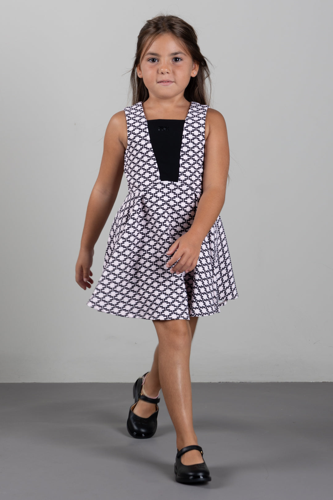 Elisabetta Franchi Bambina Abito Svasato con Logo All-over EFAB6920GA039.D596