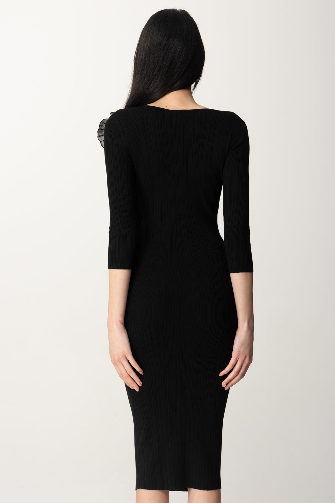 Elisabetta Franchi Woman Ribbed Midi Tricot Dress with