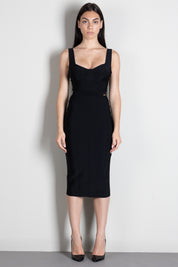 Elisabetta Franchi Abito Tubino con Scollo a Cuore AB98566E2 NERO