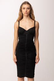 Elisabetta Franchi Abito Tubino Drappeggiato con Coppe Strutturate AB97362E2 NERO
