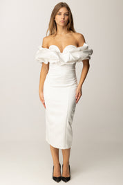 Elisabetta Franchi Abito Tubino In Duchesse con Scollo 3d AB71456E2 AVORIO