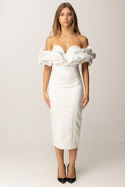 Elisabetta Franchi Abito Tubino In Duchesse con Scollo 3d AB71456E2 AVORIO