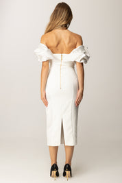 Elisabetta Franchi Abito Tubino In Duchesse con Scollo 3d AB71456E2 AVORIO