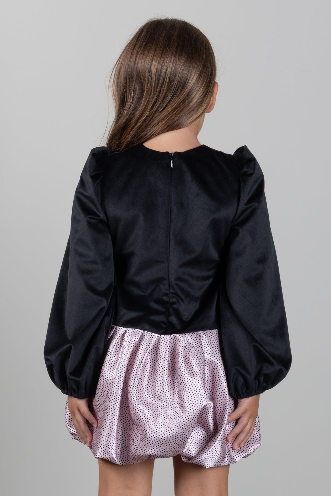 Elisabetta Franchi Bambina Abitoabito In Velluto con Gonna In Shantung a Pois EGAB2520VE018.D593