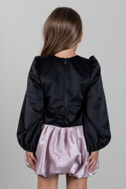 Elisabetta Franchi Bambina Abitoabito In Velluto con Gonna In Shantung a Pois EGAB2520VE018.D593