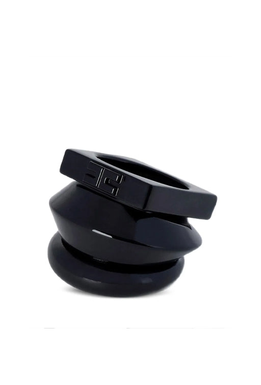 Elisabetta Franchi Anello Geometrico Multilivello con Logo AN15B63E2 NERO