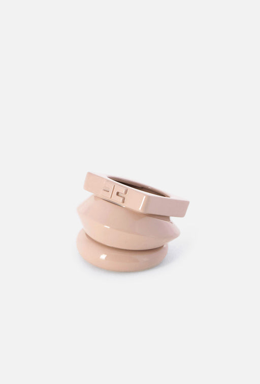 Elisabetta Franchi Anello Geometrico Multiplo con Logo AN15B63E2 NUDE