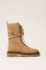 Twin-set Anfibi In Camoscio con Fascetta Logata 252TGT050 ALPACA