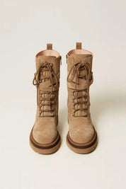 Twin-set Anfibi In Camoscio con Fascetta Logata 252TGT050 ALPACA