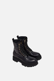 Elisabetta Franchi Bambina Anfibi In Pelle con Lacci F4A5-E0738-0076999- NERO