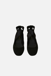 Twin-set Ballerine In Camoscio con Cinturino Incrociato 262TGT160 NERO