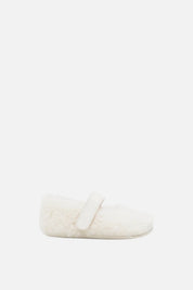 Elisabetta Franchi Bambina Ballerine In Pelliccia Sintetica con Placca Logo F0A3-E0611-1981138- MILK