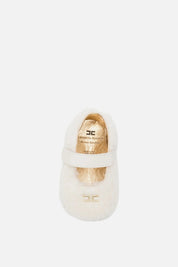 Elisabetta Franchi Bambina Ballerine In Pelliccia Sintetica con Placca Logo F0A3-E0611-1981138- MILK