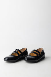 Elisabetta Franchi Bambina Ballerine In Vernice con Doppi Cinturini Logo F1A3-E0322-0286930- BLACK