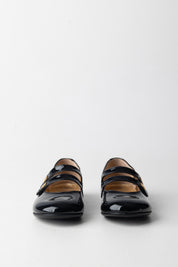 Elisabetta Franchi Bambina Ballerine In Vernice con Doppi Cinturini Logo F1A3-E0322-0286930- BLACK