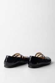 Elisabetta Franchi Bambina Ballerine In Vernice con Doppi Cinturini Logo F1A3-E0322-0286930- BLACK