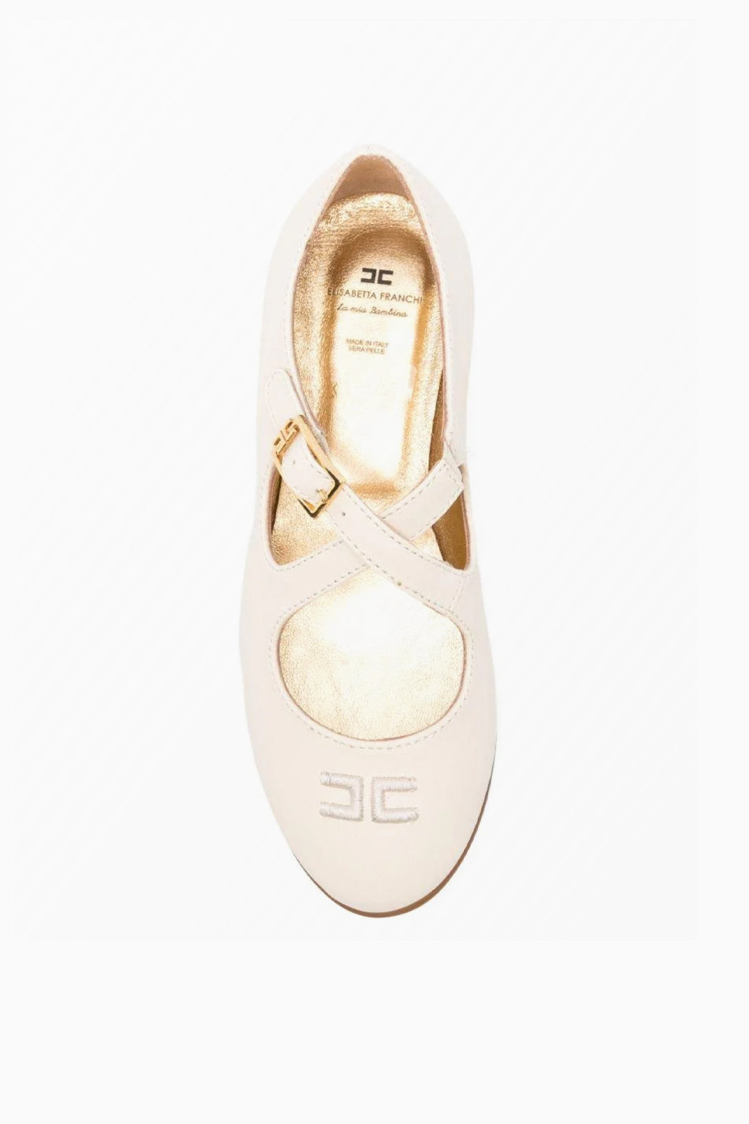 Elisabetta Franchi Bambina Ballerine Mary Jane con Cinturino e Logo F4A3-E0478-1733698- BUTTER