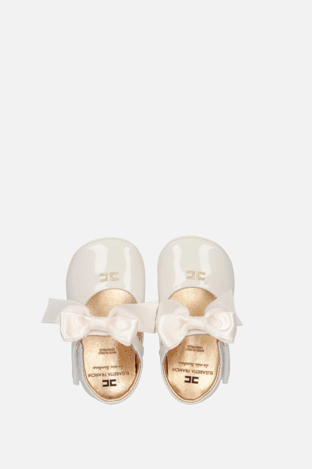 Elisabetta Franchi Bambina Ballerine Vernice con Fiocco In Raso F0A3-E0610-1855138- MILK
