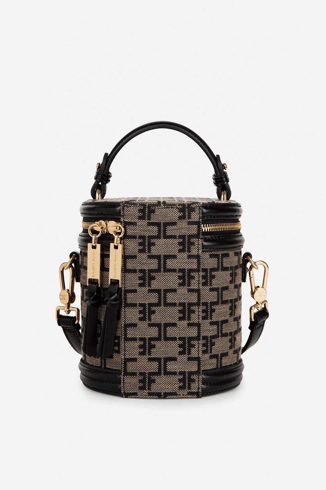 Elisabetta Franchi Bauletto Cilindro Monogram Travel LIQUIRIZIA/NERO
