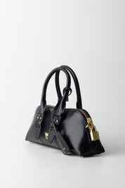 Pinko Bauletto In Pelle Liscia con Doppio Manico NERO LIMOUSINE - MATT GOLD