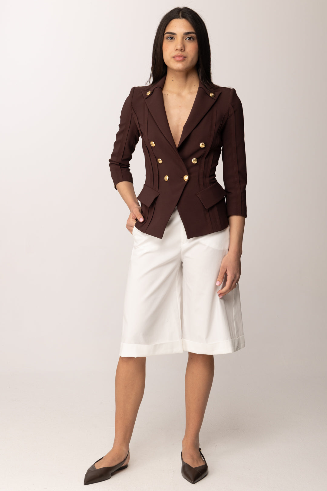 Hanita Bermuda Ampi con Risvolto H.P1658.4573 PANNA