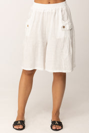 Khloe Femme Bermuda Cargo In Cotone con Tasche Laterali
 BIANCO