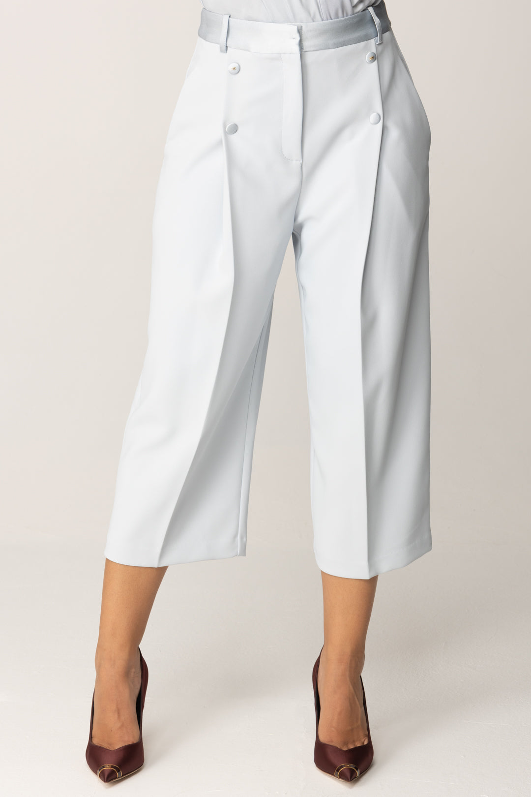 Elisabetta Franchi Bermuda con Bottoni e Dettagli Smoking PA10656E2 STARLIGHT