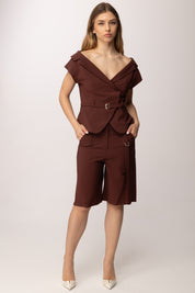 Patrizia Pepe Bermuda con Cinturino 2P1773 A573 WOOD BROWN